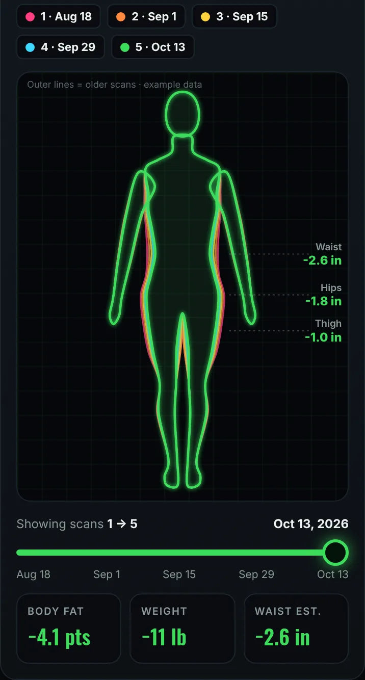 Layered outlines, first scan to latest (example data)