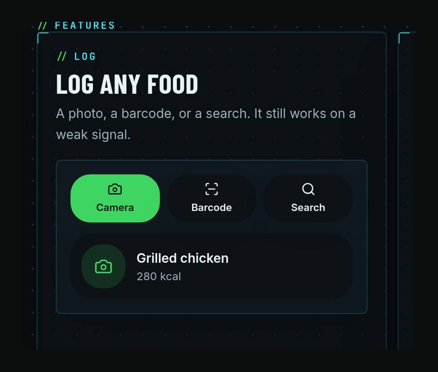 Logging food in FitScan with the camera, barcode or search
