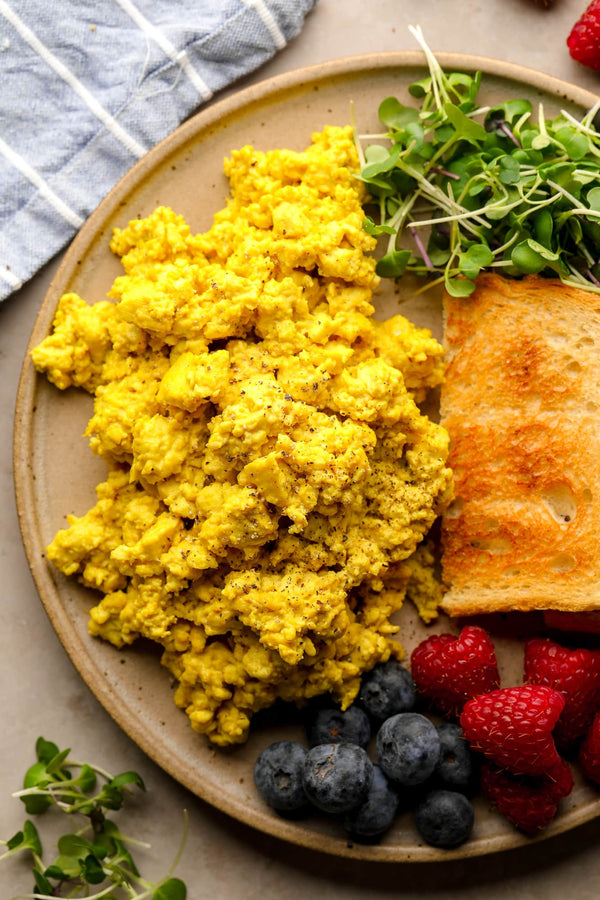 Scrambled Organic Heirloom Blues Pasture Raised Eggs made with Grass Fed Butter - Half Dozen