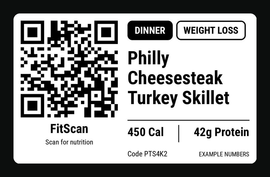 A Miami FitBox nutrition label with a FitScan QR code